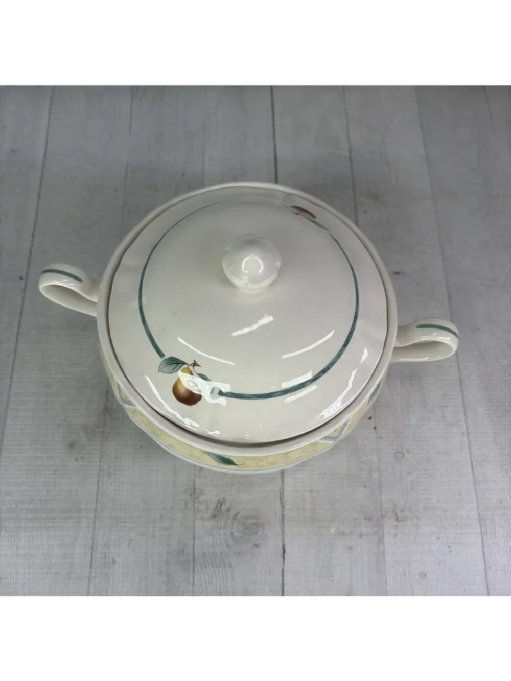 Noritake Homecraft ORCHARD SPRING Fruit Green Ireland Handle Cover Serving Bowl